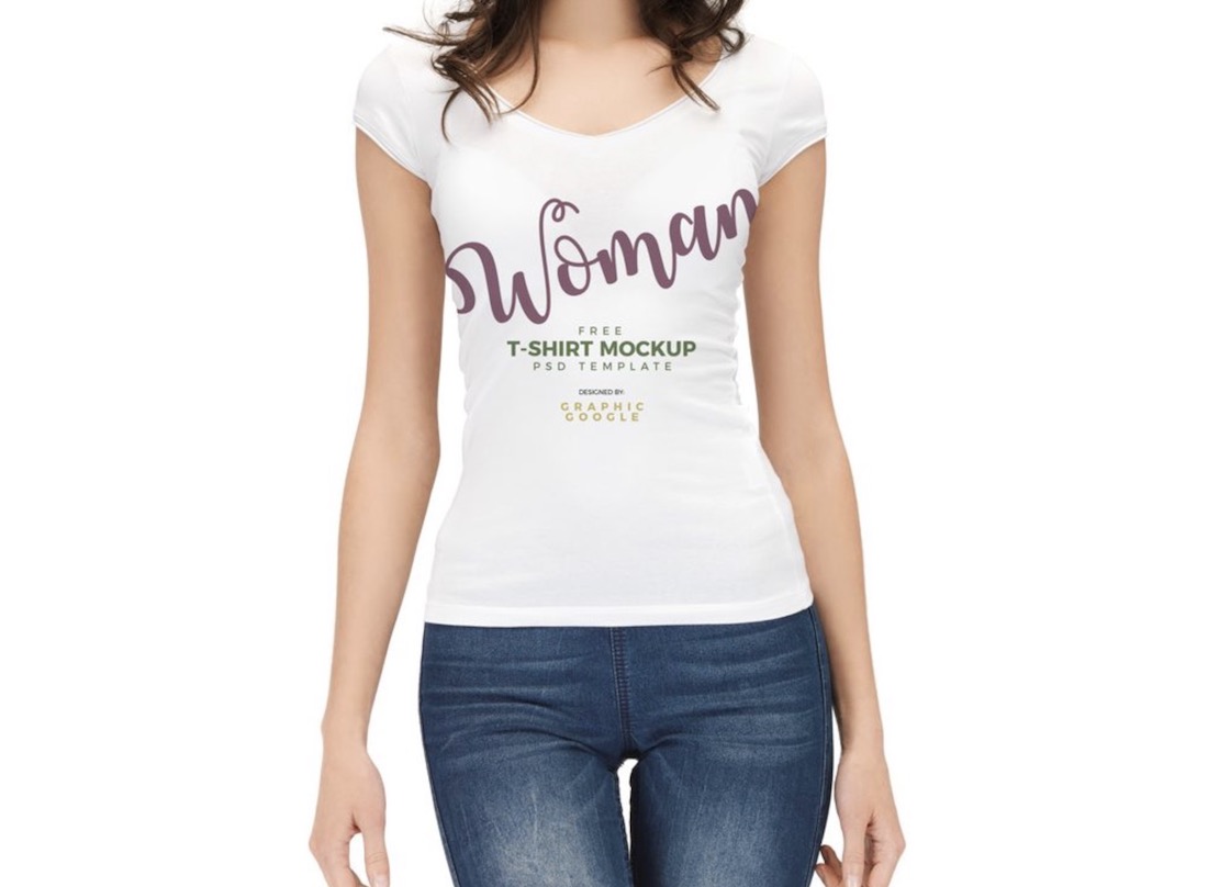 Frau mit weißem T-Shirt-Modell