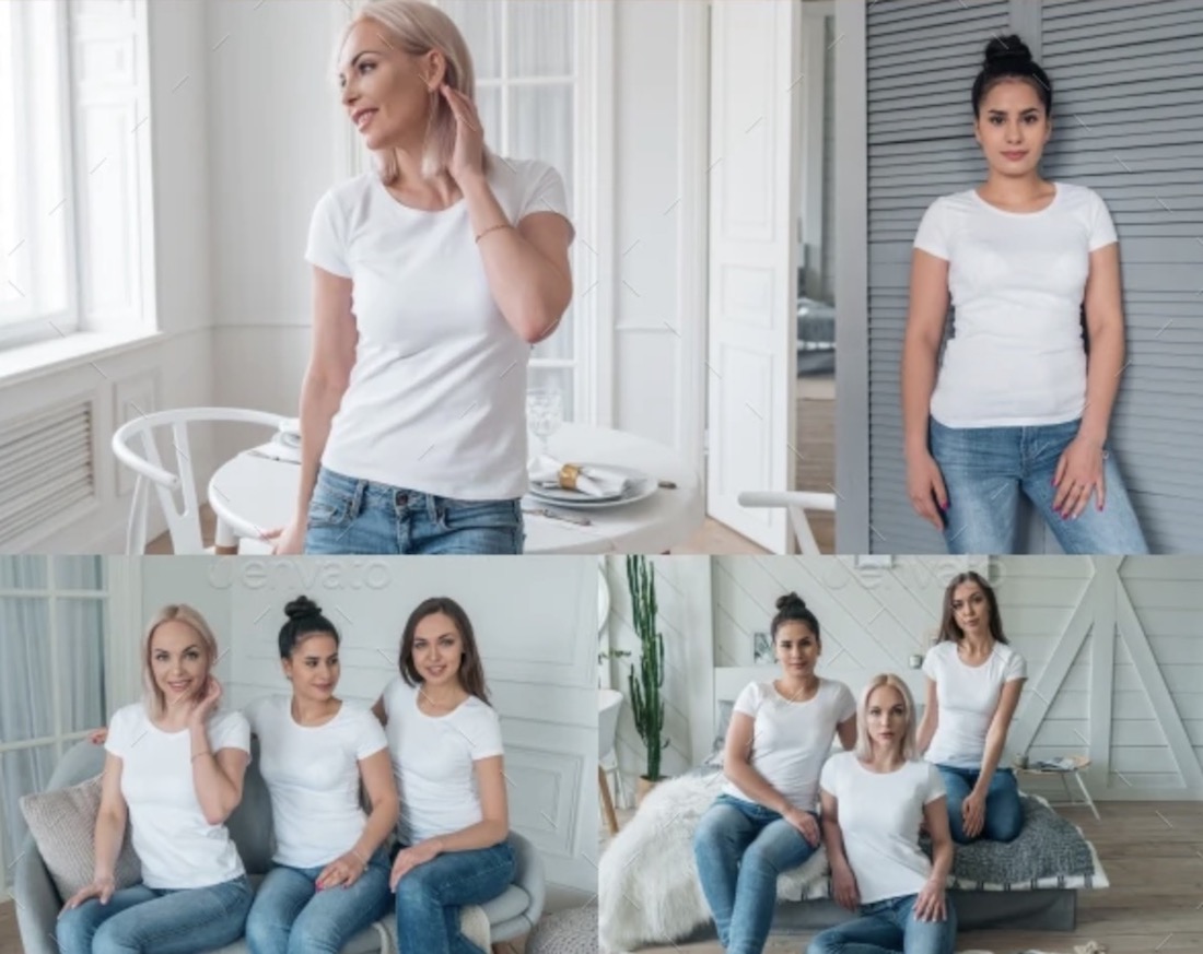 T-Shirt-Modelle für mehrere Frauen