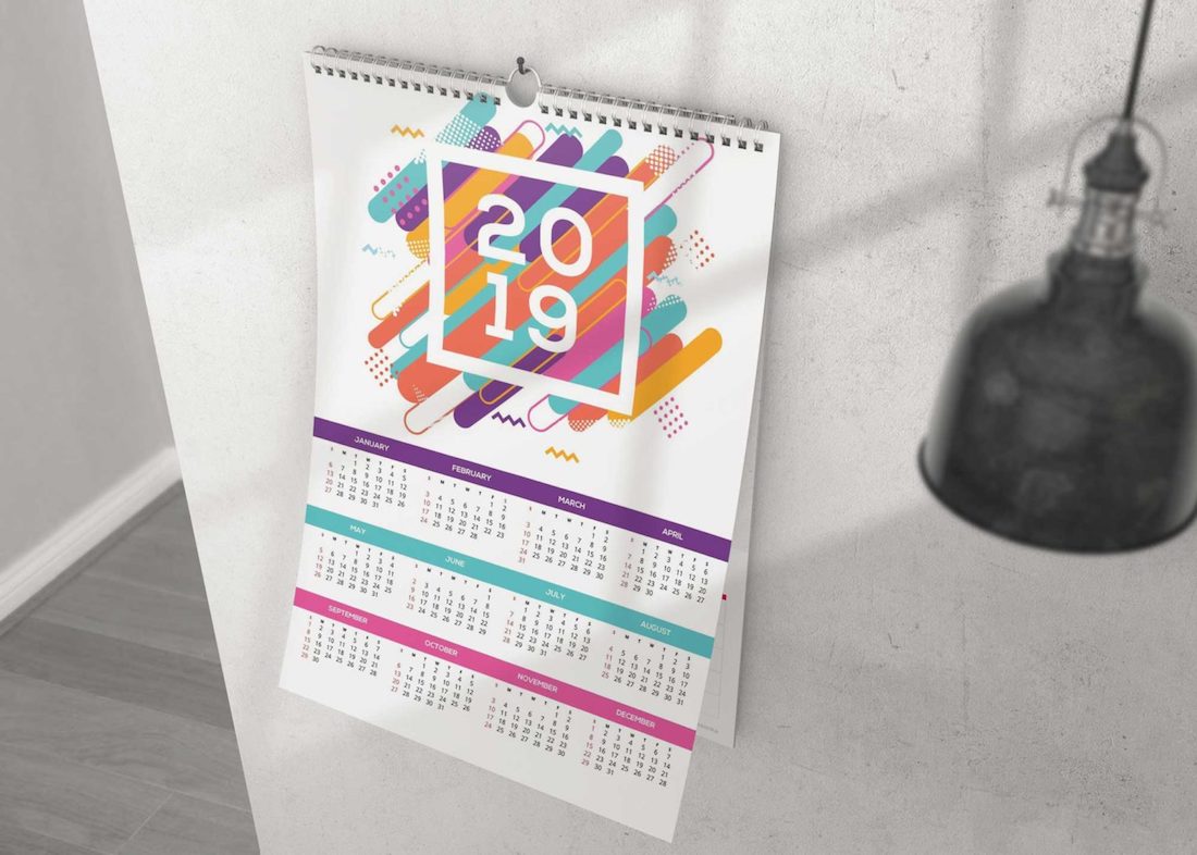 calendario da parete modello psd