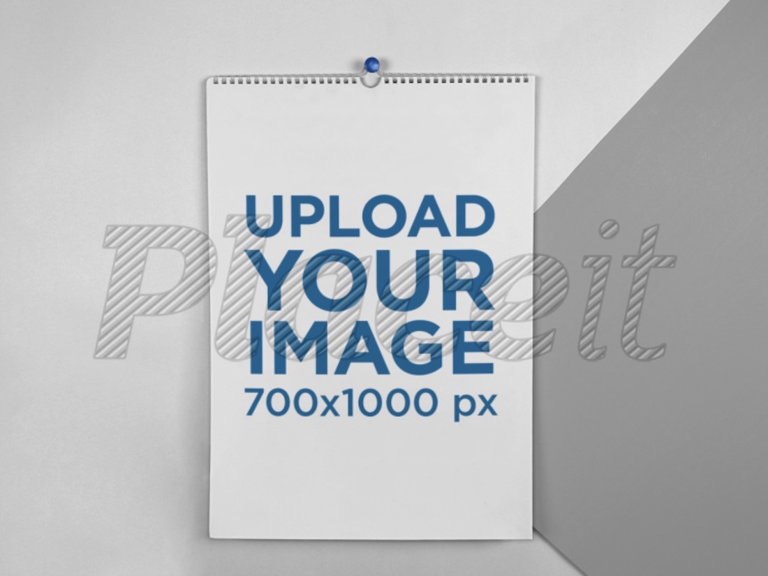 mockup di calendario su una parete con due colori