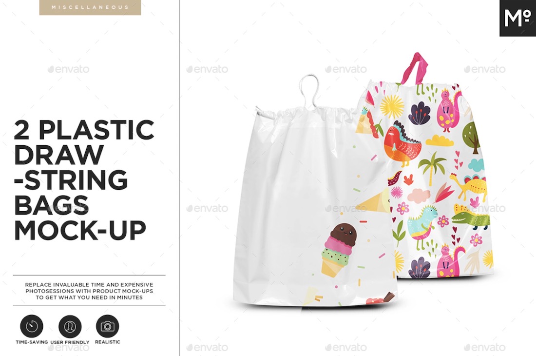 mockup tas serut plastik
