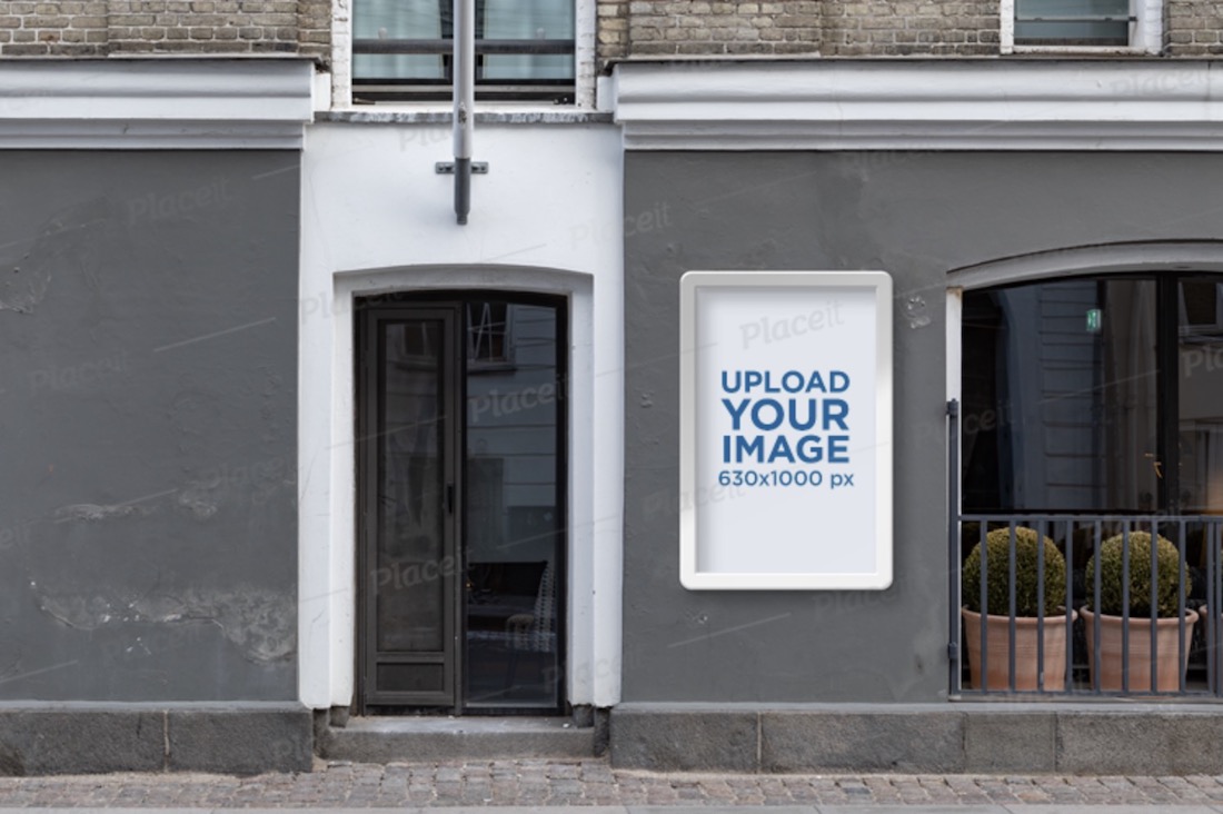 mockup di poster con un edificio vintage