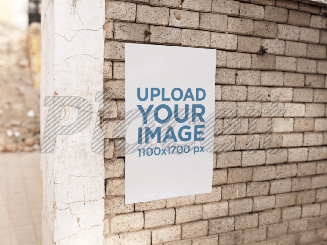 poster su un mockup di muro di mattoni di cemento