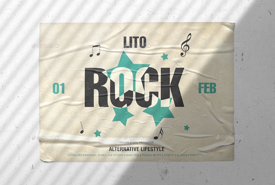 mockup con effetto incollato su poster