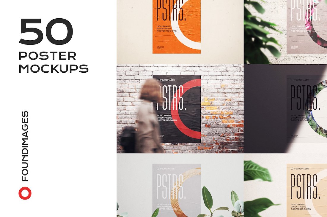 50 prototipi di poster in bundle con carta incollata