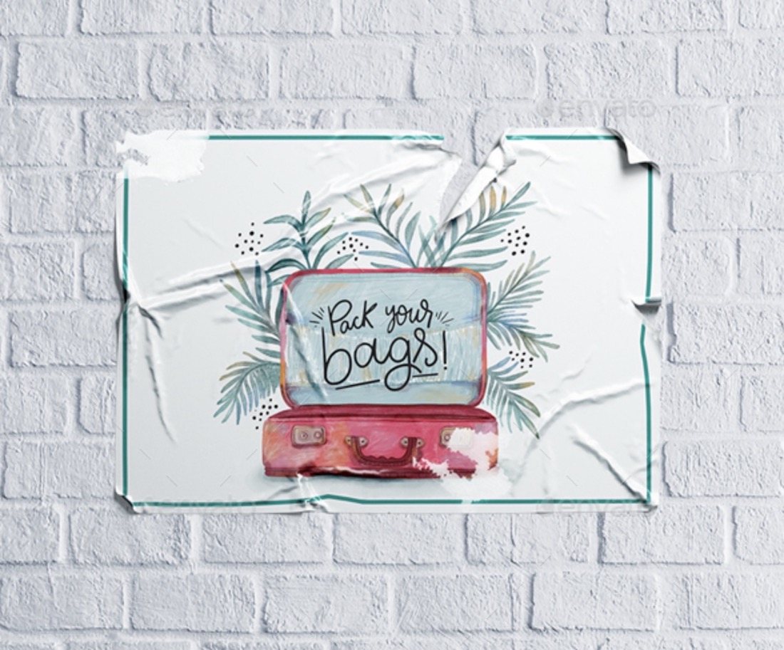 mockup di poster di pasta di grano strappato
