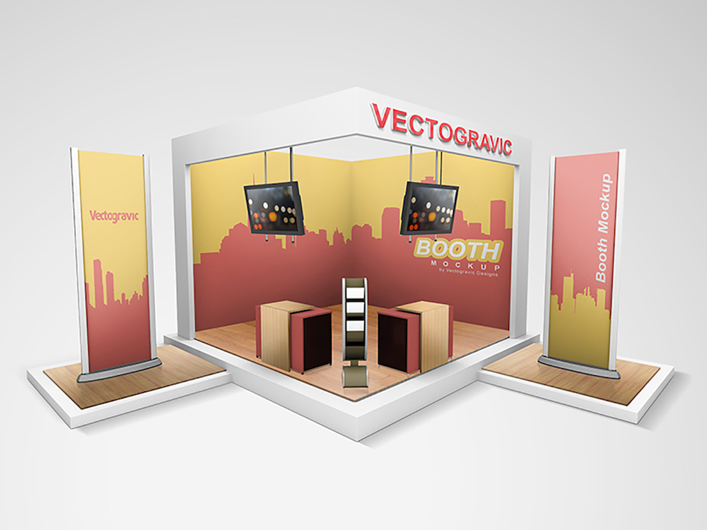 mockup di cabina espositiva tecnica
