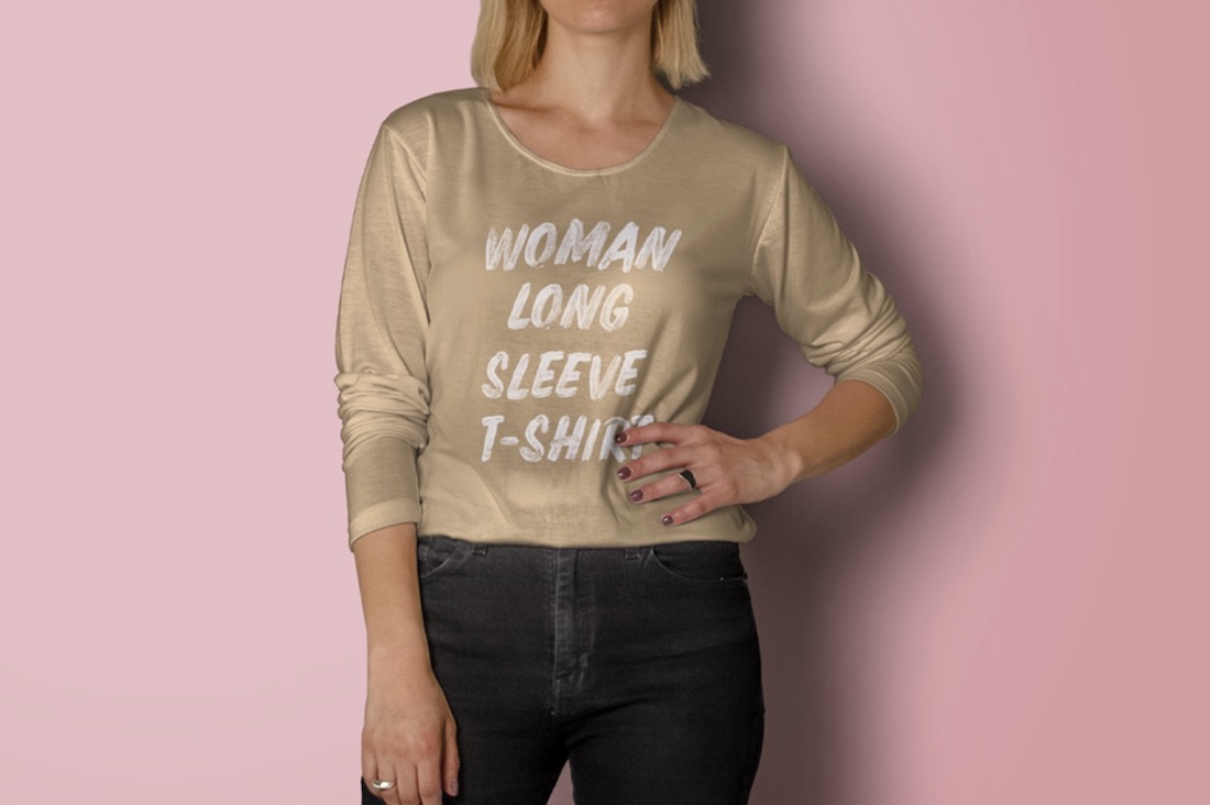 chemise femme à manches longues maquette psd