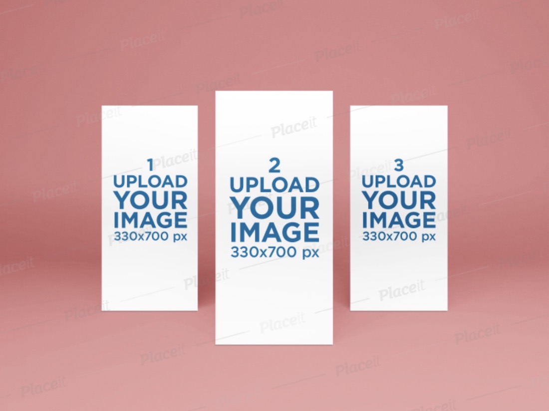 mockup con tre carte rack
