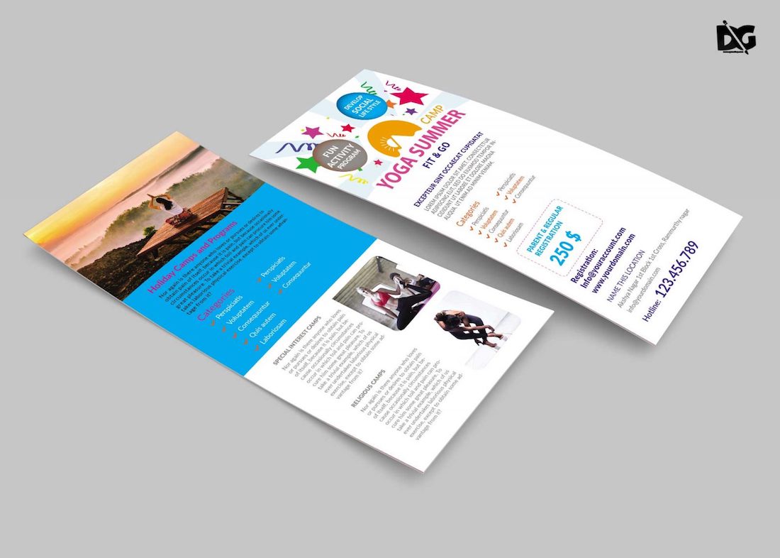 mockup psd di carta rack evento yoga