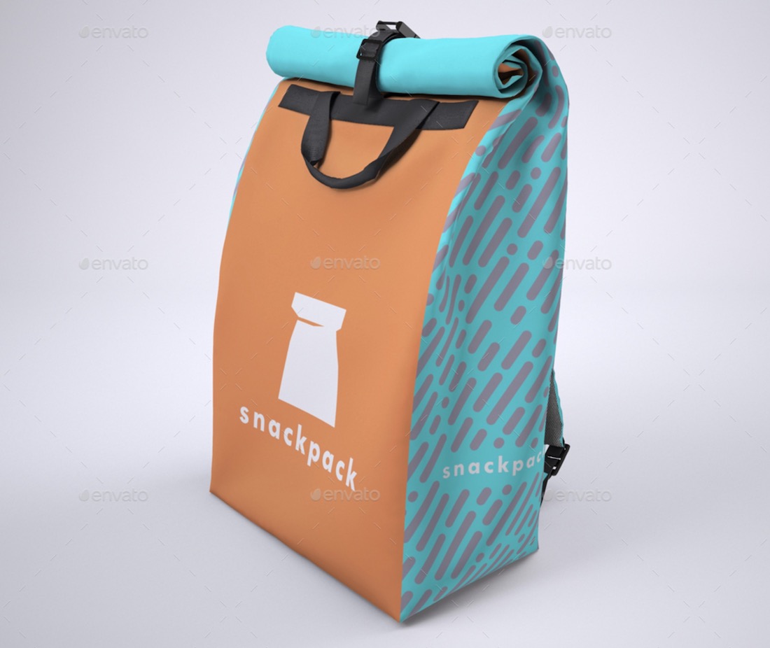 mockup di zaino roll top corriere