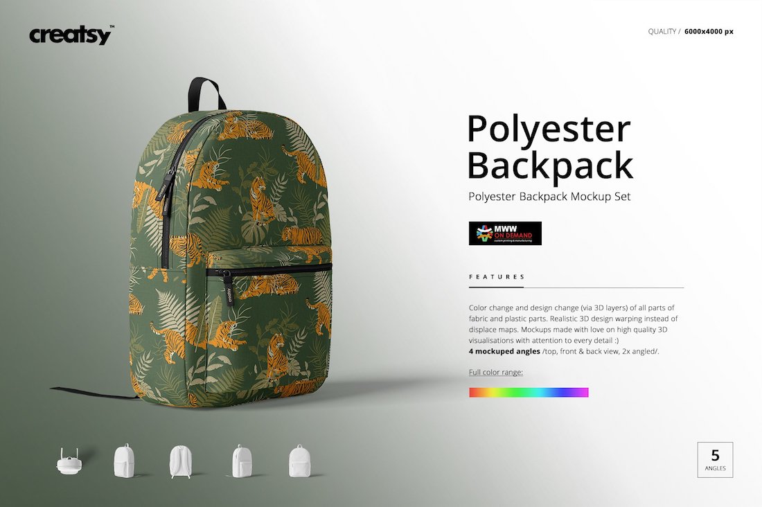 set di mockup zaino in poliestere