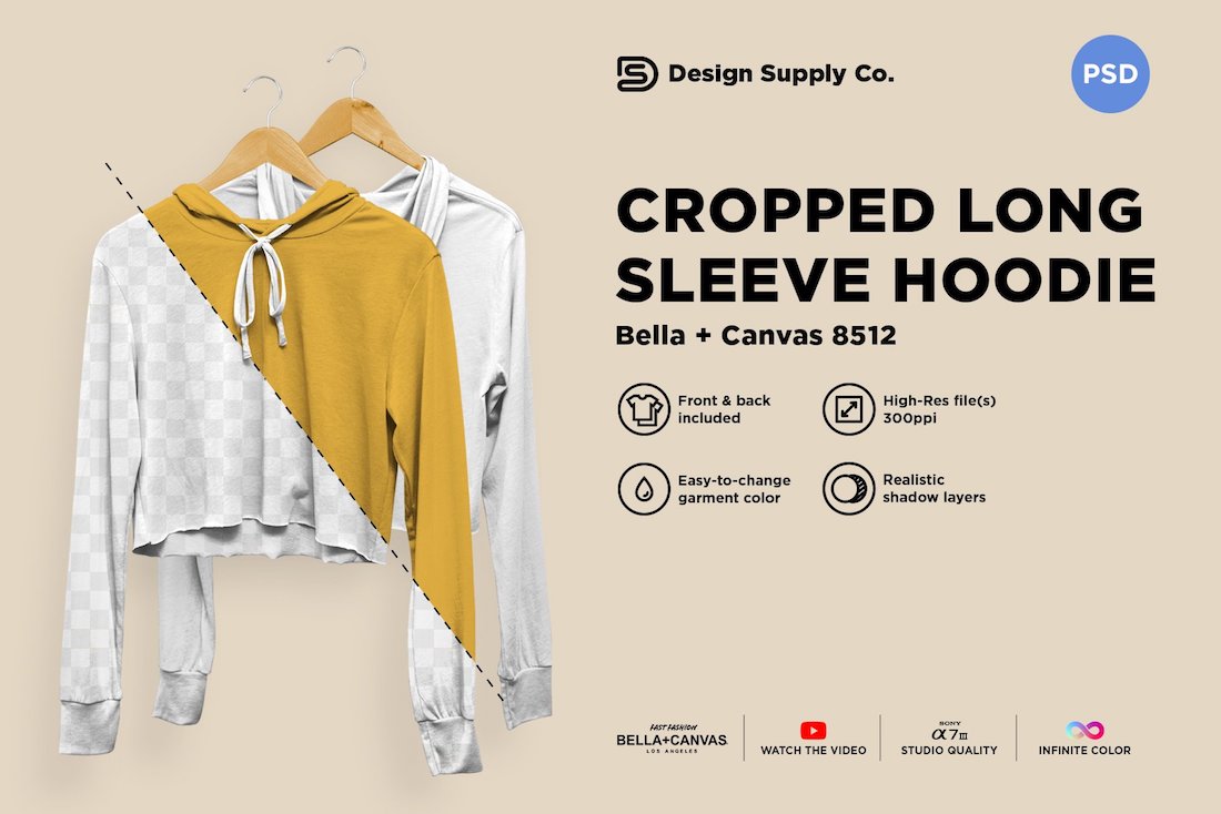 mockup di felpa tri-misto corta con cappuccio