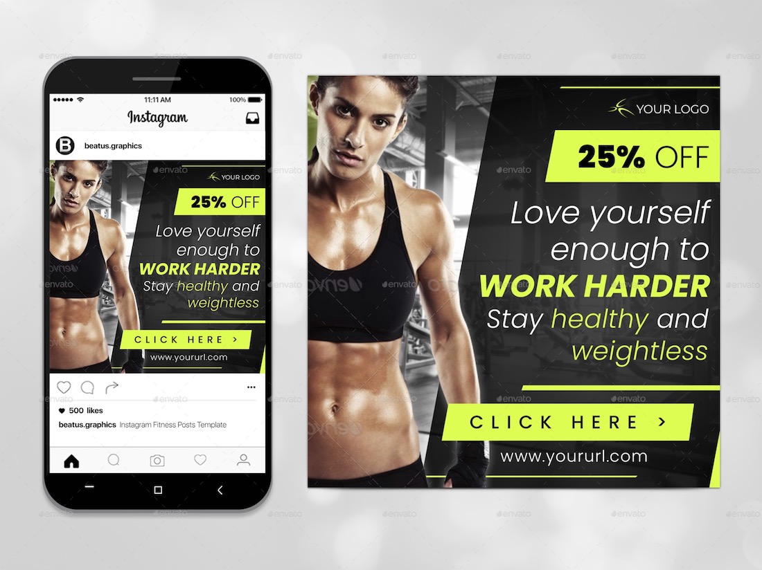post di instagram fitness sportivo