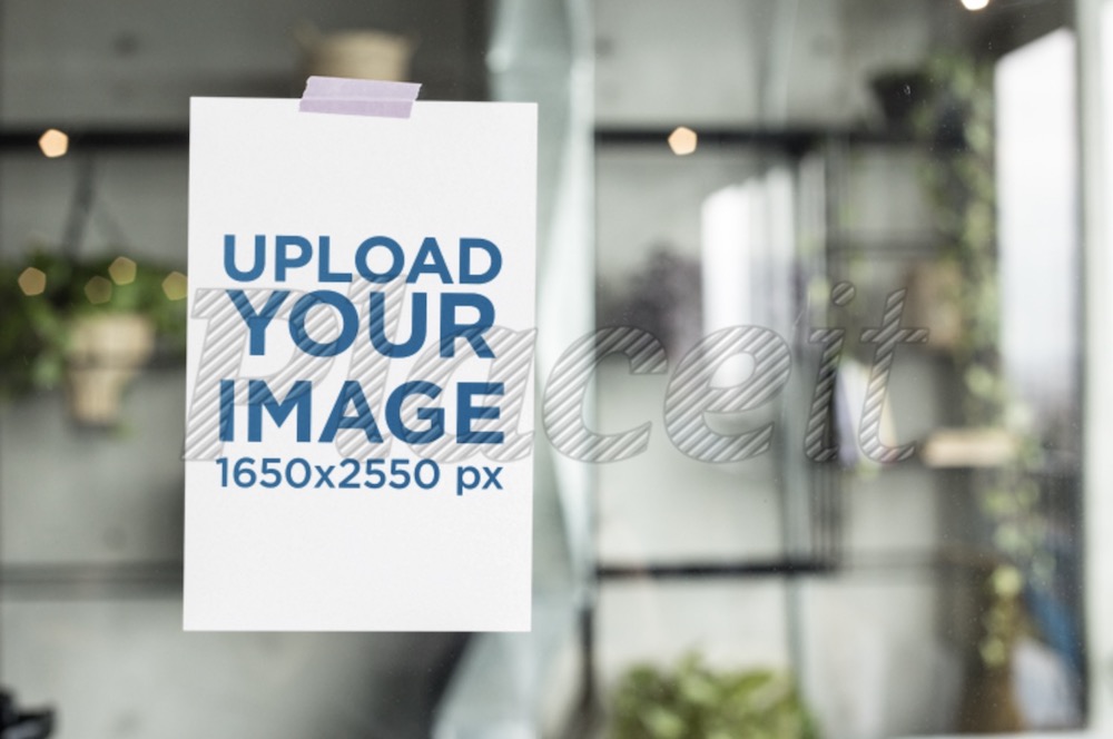 mockup di un volantino su una finestra