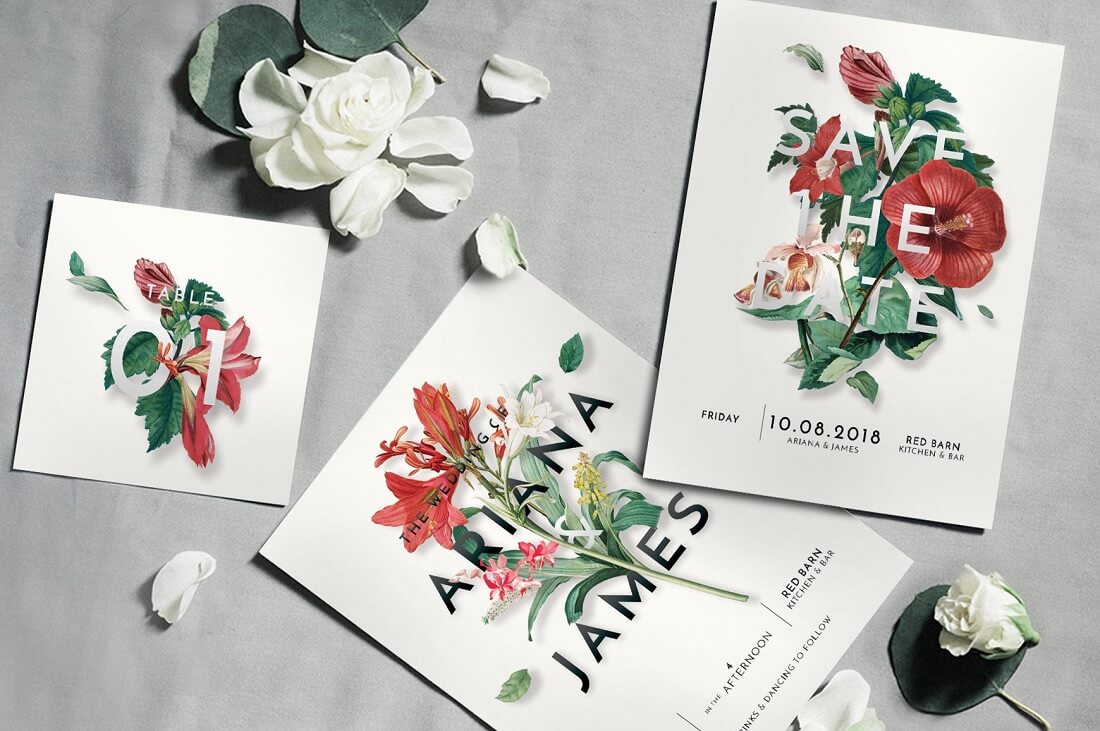 invitation florale vintage moderne