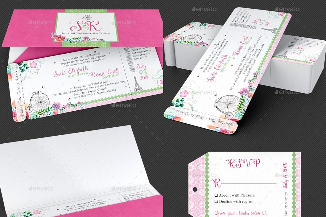 carte d'embarquement de mariage français-invitation