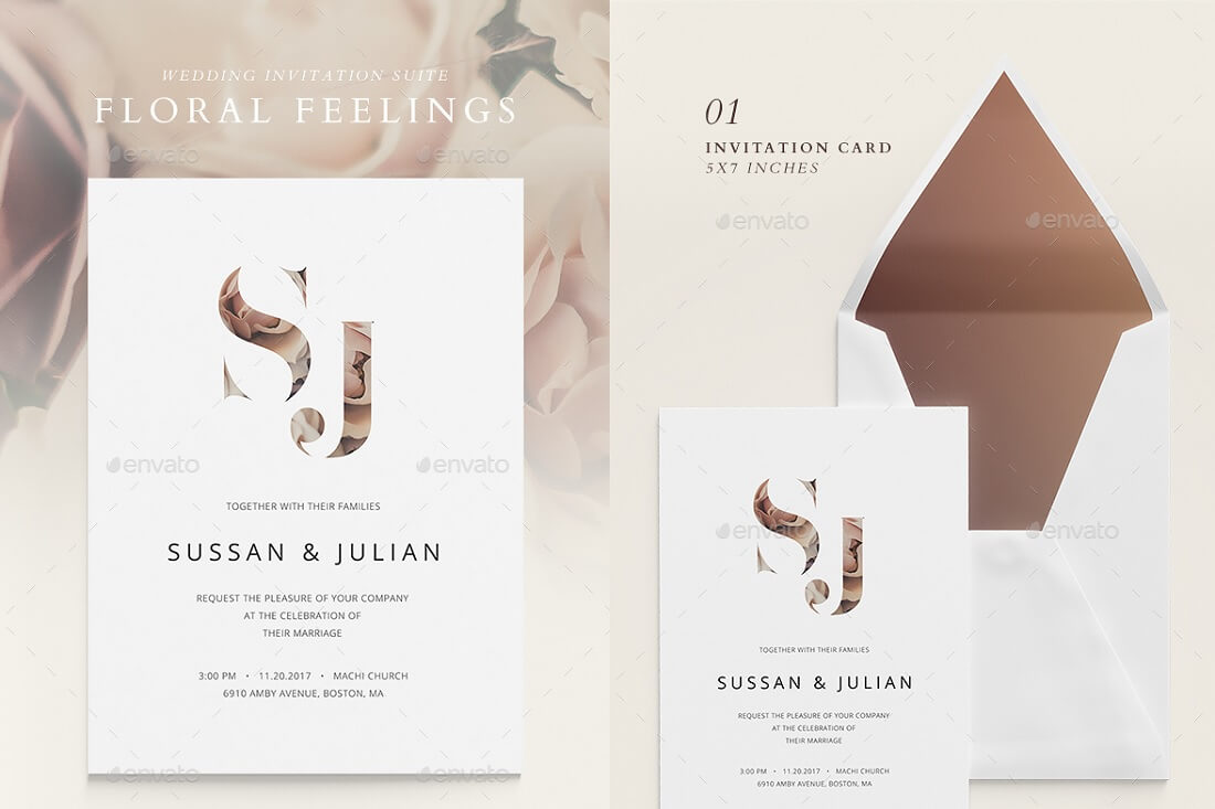 suite d'invitation de mariage floral
