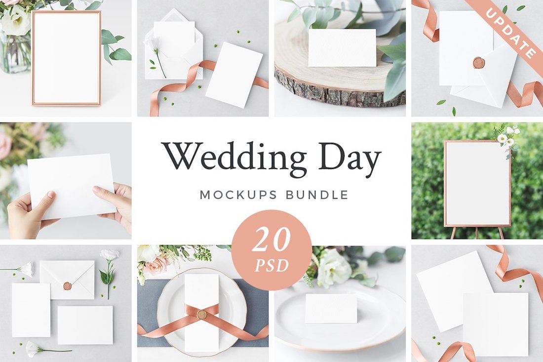 lot de maquettes du jour du mariage