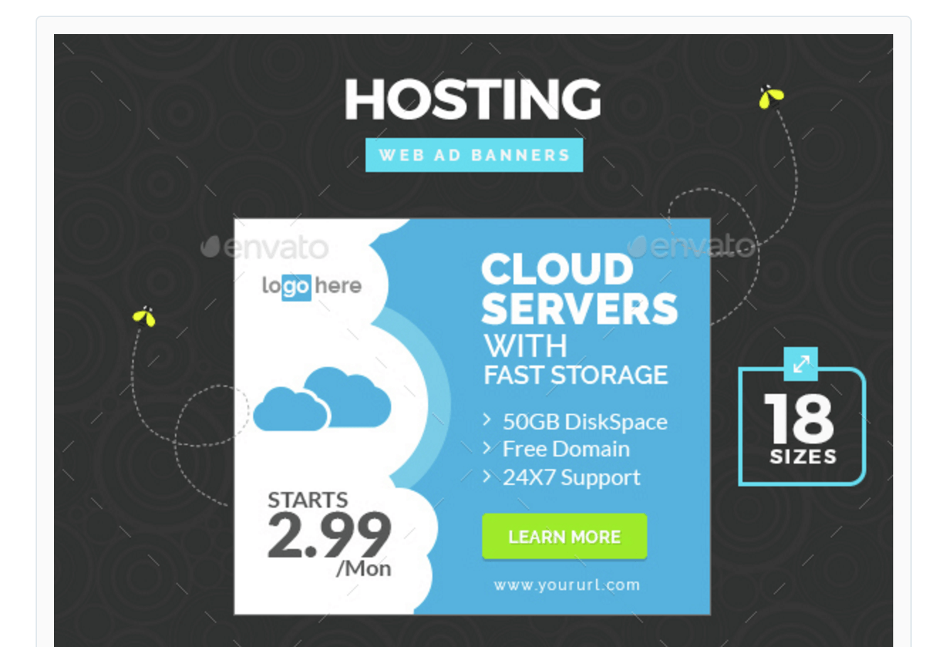 Banners para promocionar ofertas de alojamiento web