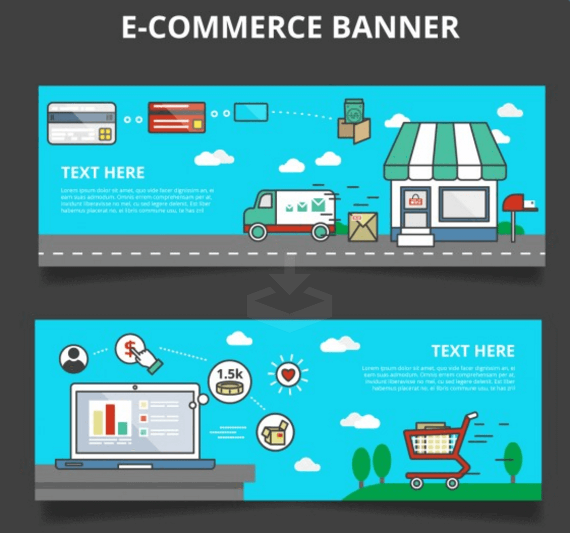 Conjunto de banners temáticos de comercio electrónico