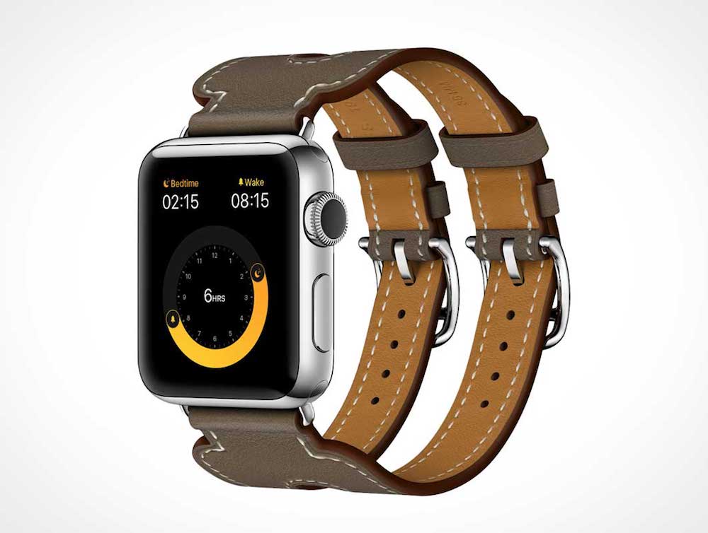 elegante iwatch plus cinturino in pelle mockup