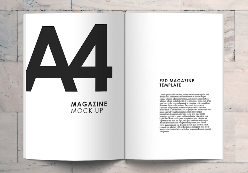 Maqueta de revista A4 para conceptos de revista PSD
