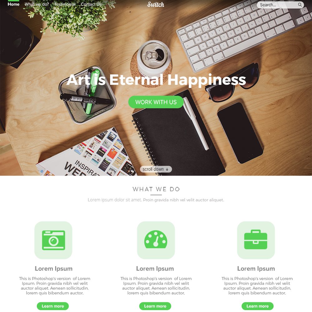 สลับ BootstrapD เทมเพลต PSD ฟรี