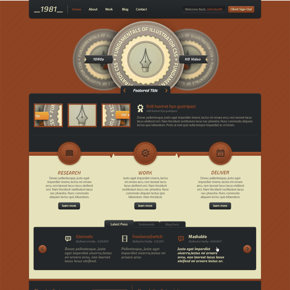 เทมเพลตเว็บไซต์ PSD ของธีมสนิมฟรี