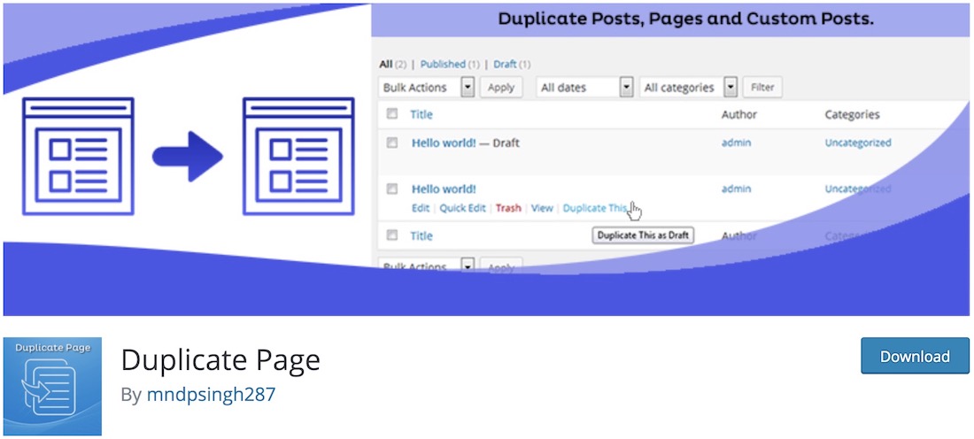 plugin per wordpress di pagina duplicata