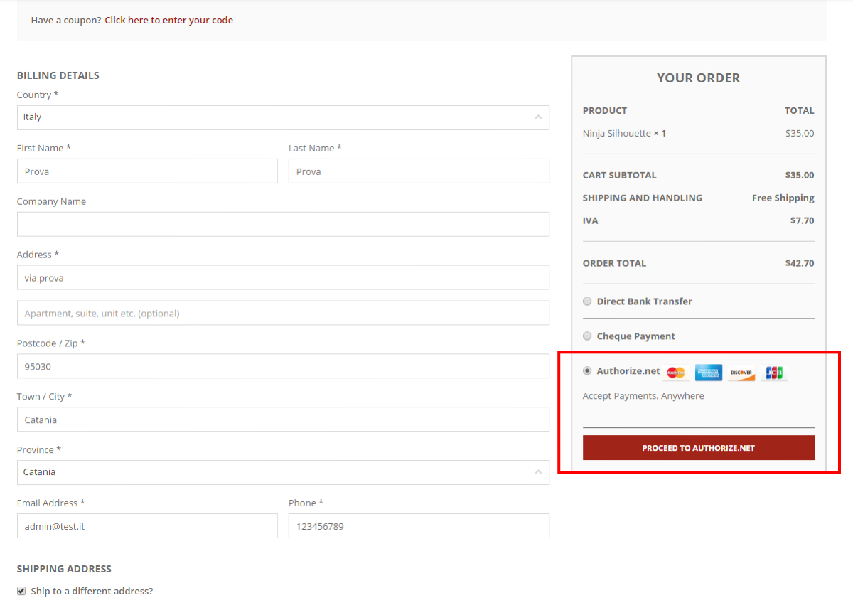 響應式 WooCommerce Authorize.net 插件
