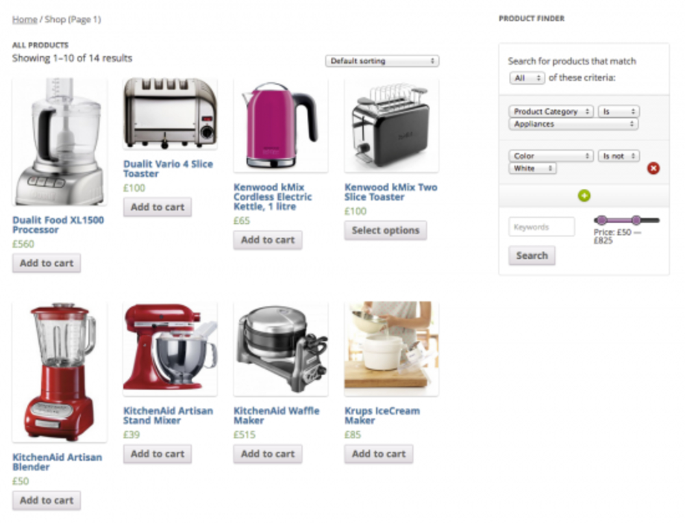 ตัวกรองผลิตภัณฑ์ WooCommerce ที่ใช้งานได้