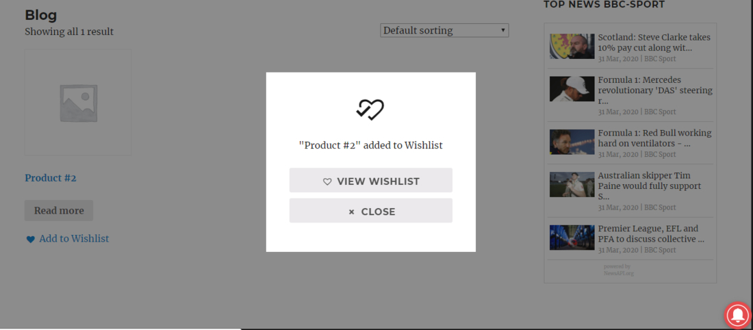 หน้าแสดงตัวอย่างรายการสิ่งที่อยากได้ของ TI WooCommerce