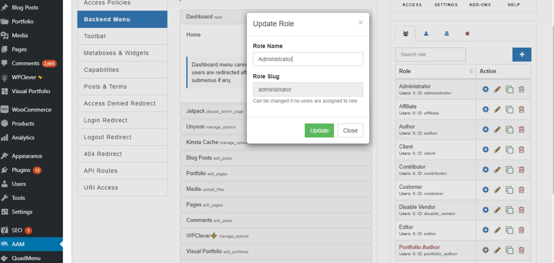 Так выглядит страница настроек Advanced Access Manager.