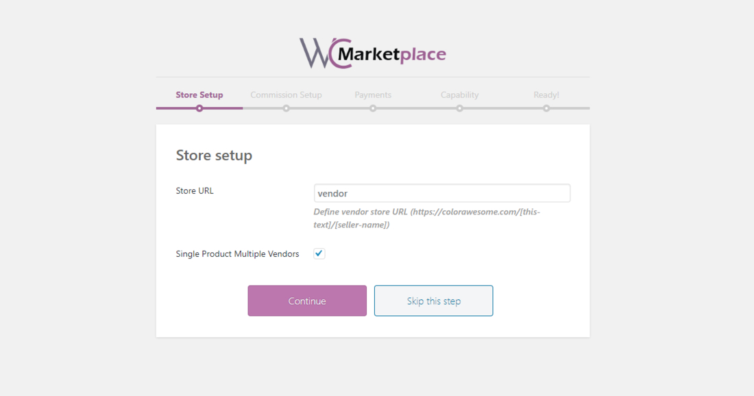 Страница настройки WC Marketplace