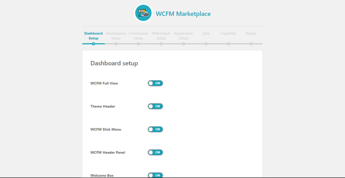 WCFM Marketplace - Лучшая торговая площадка от нескольких поставщиков для страницы настройки WooCommerce