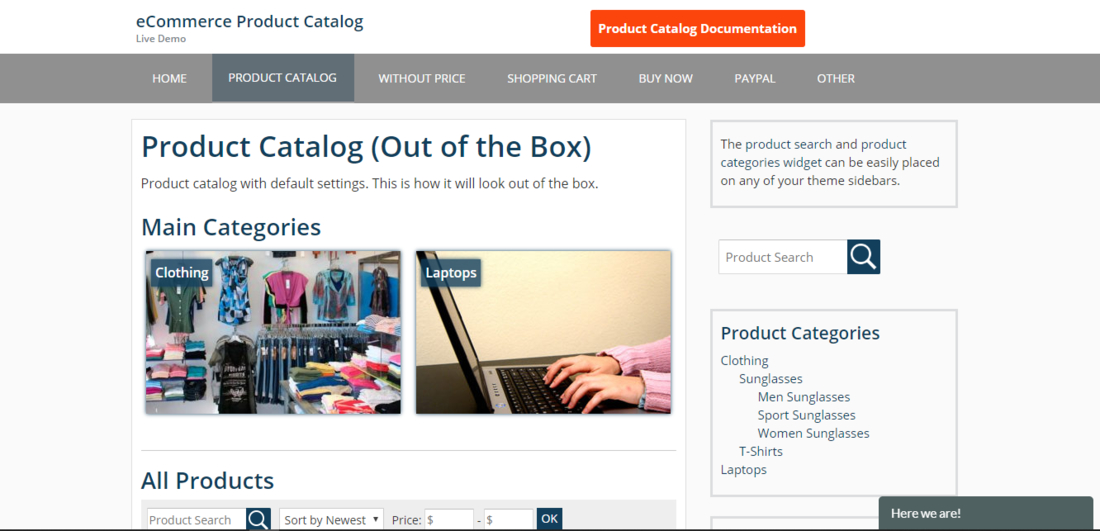 Catalog de produse eCommerce demonstrație live