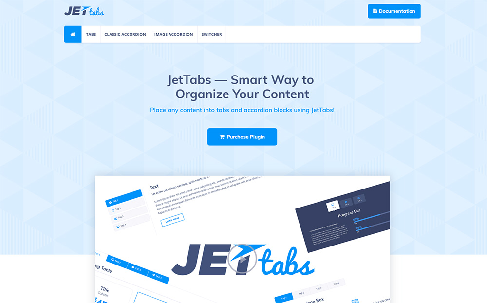 JetTabs - вкладки и аккордеоны для плагина Elementor Page Builder WordPress