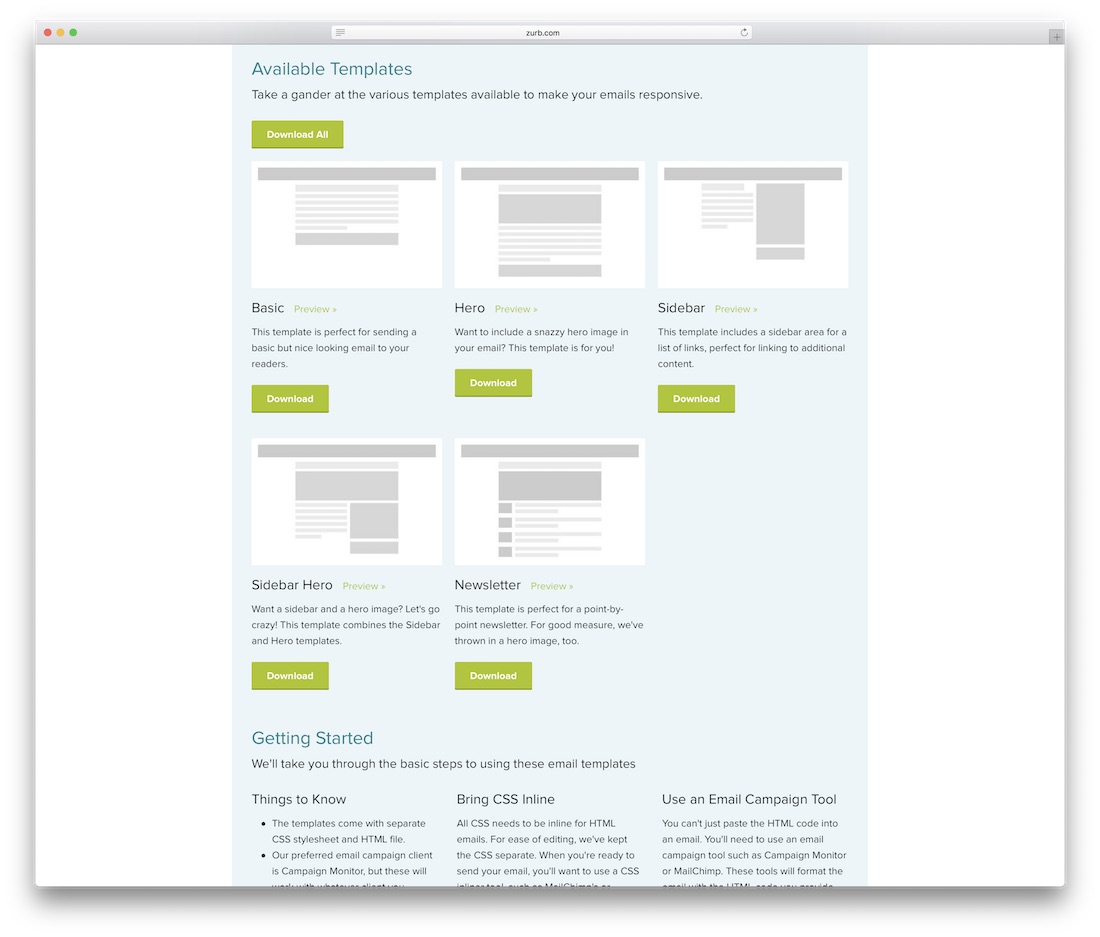 Playground จากเทมเพลตอีเมล html ที่ตอบสนอง zurb ฟรี