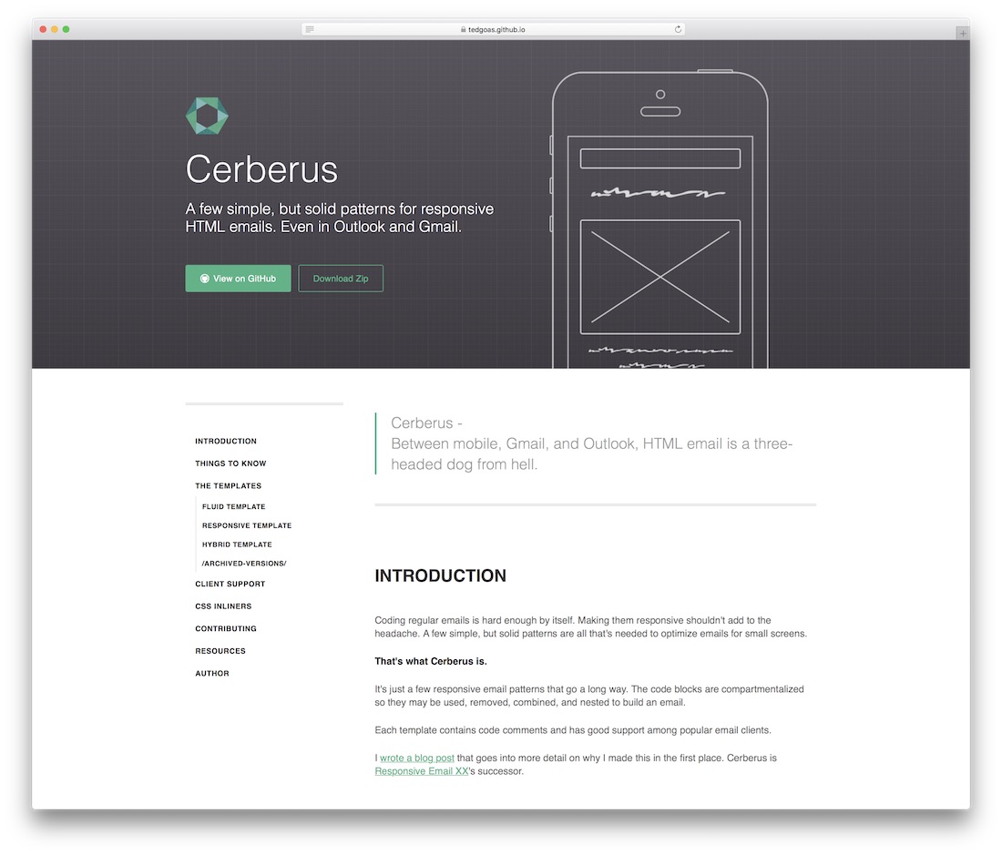 เทมเพลตอีเมล html ที่ตอบสนองต่อ cerberus