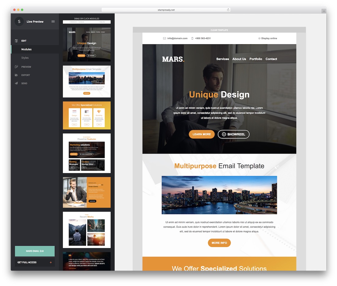 เทมเพลตอีเมล html ที่ตอบสนองของ mars