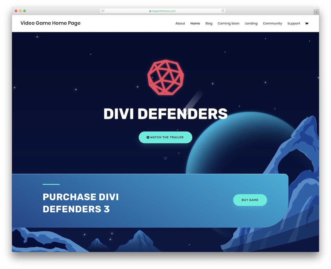 modelo de site de jogos divi
