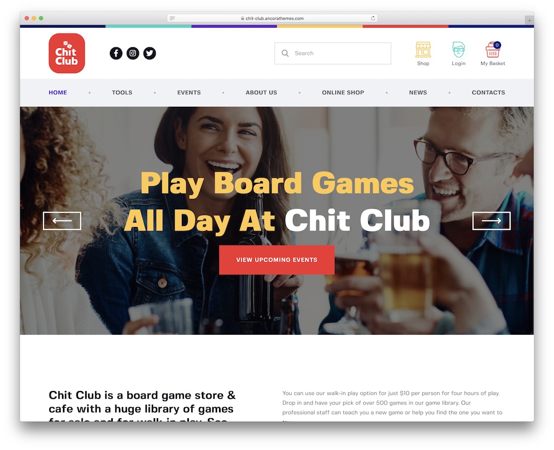 modelo de site de jogos chit club