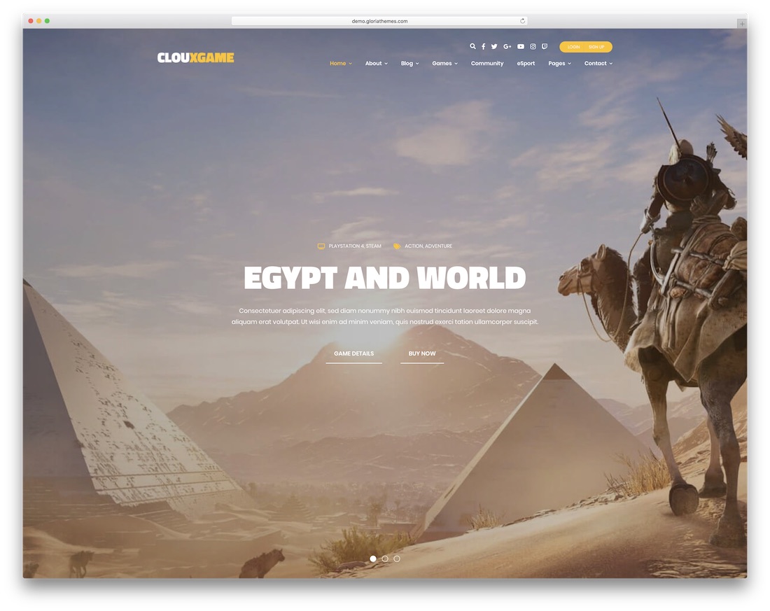 modelo de site HTML para jogos cloux