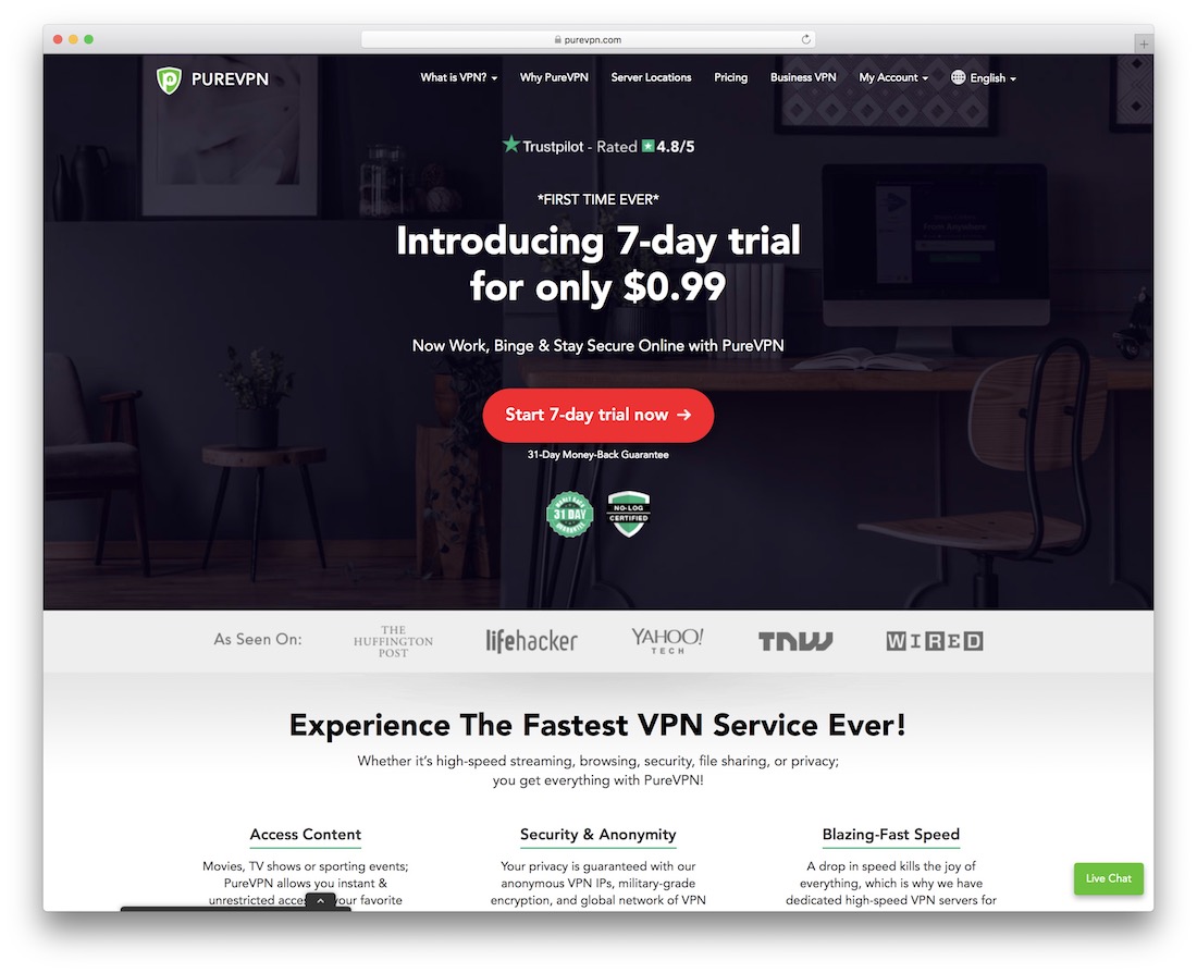 บริการ purevpn vpn