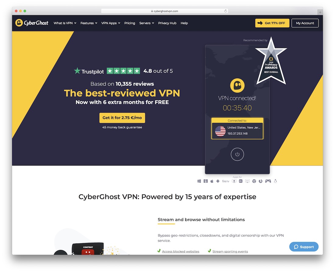 บริการ Cyberghost VPN