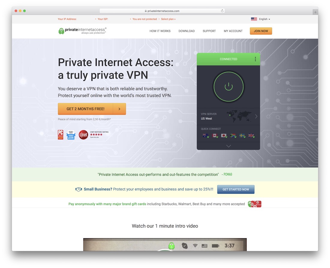 service vpn d'accès internet privé