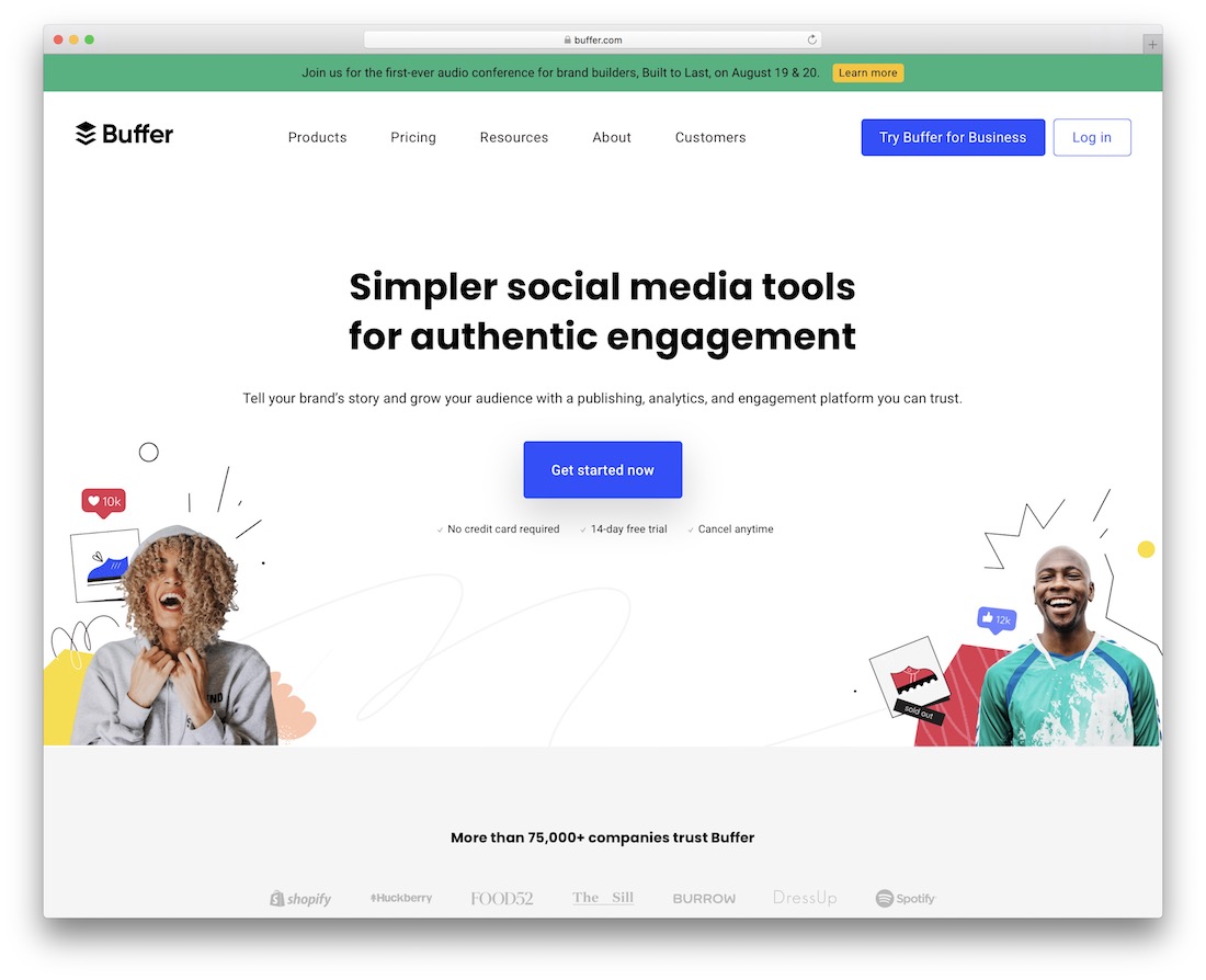 buffer di strumenti di social media