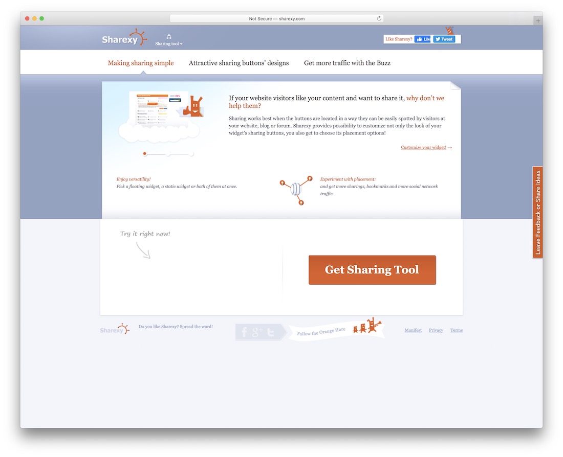 widget del pulsante di condivisione social sharexy