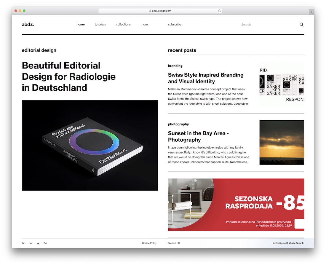 Abduzeedo vitrine site d'inspiration pour la conception de sites Web